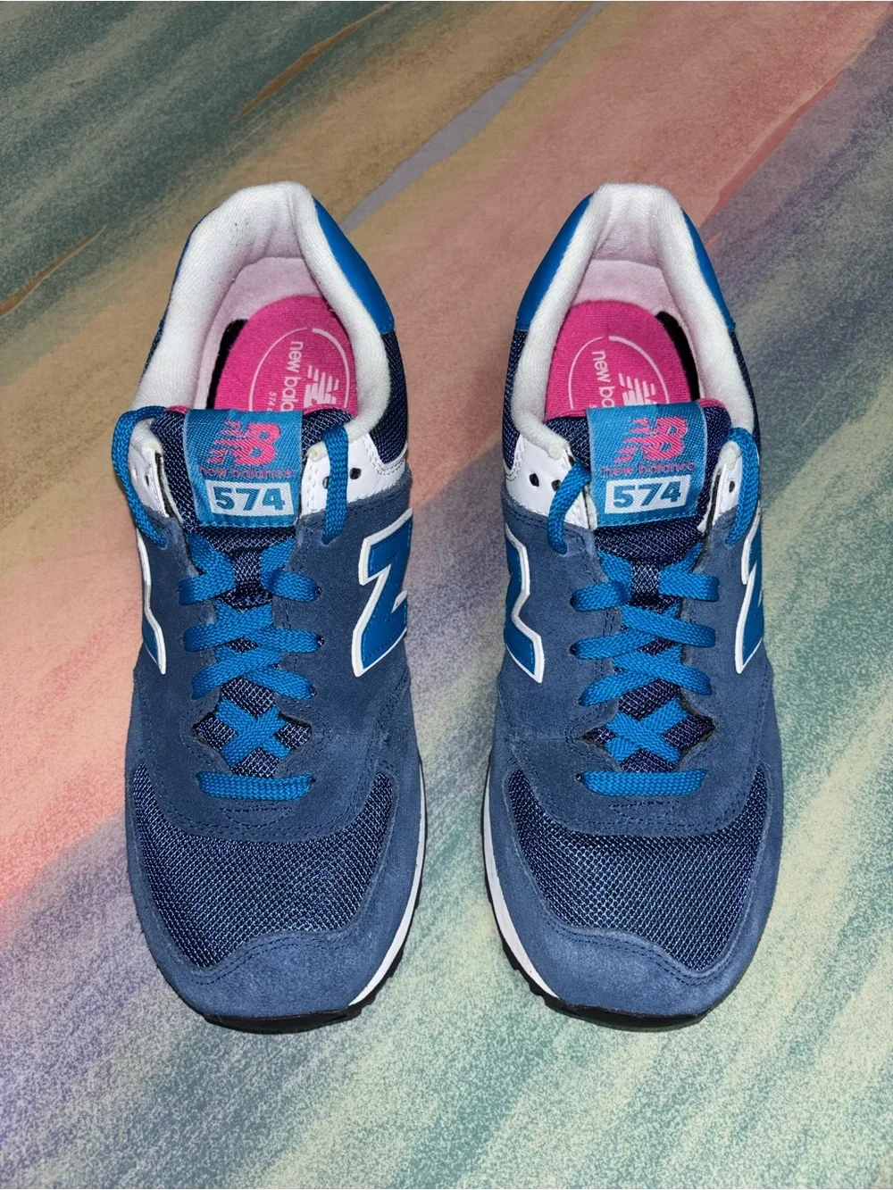 New Balance 574 Blue Lace Up Trail Running Shoes Women's size 9.5  WL574MOY